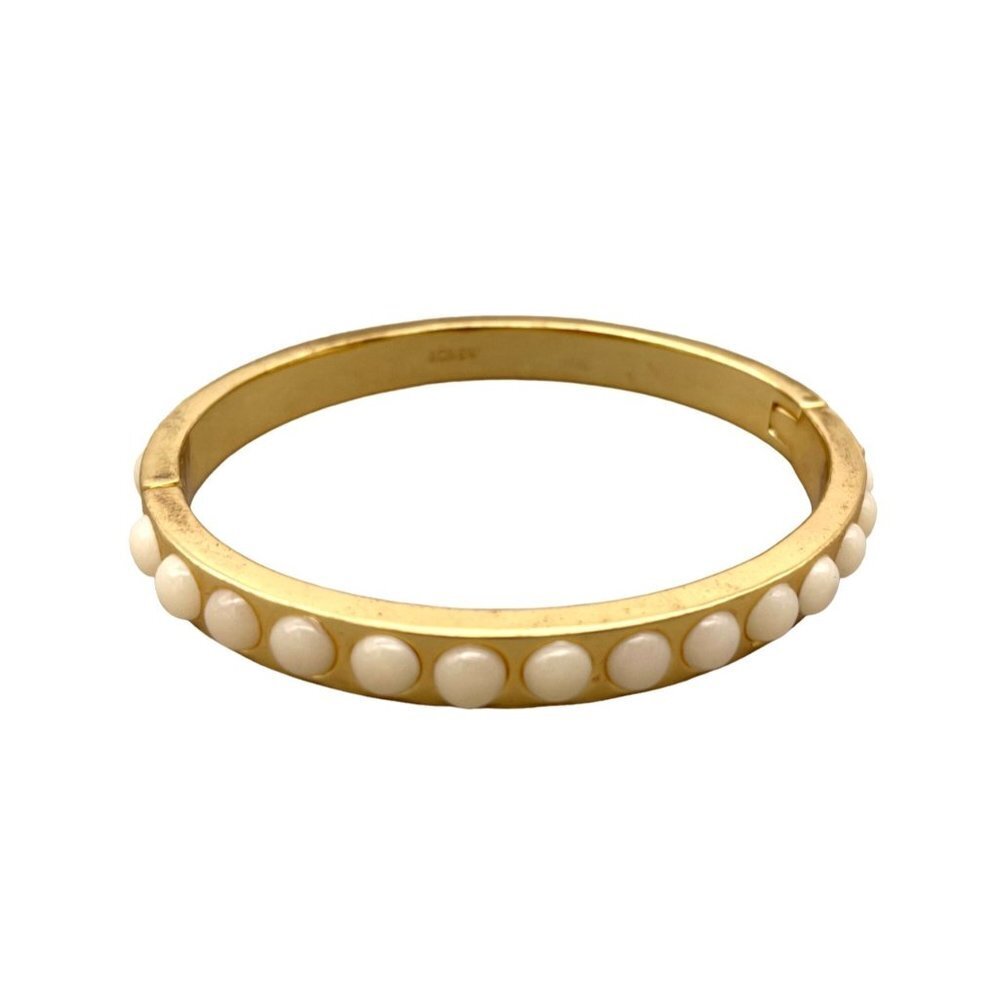 J Crew Mini Gumdrop Stone Hinged Bracelet Gold Tone
